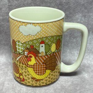 Vintage Otagiri Farmhouse Mug Colorful Chicken Cow and Goose Design 10 oz Retro